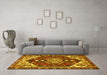 Machine Washable Persian Yellow Traditional Rug in a Living Room, wshtr402yw