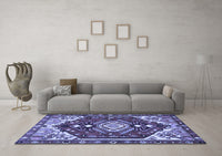 Machine Washable Persian Blue Traditional Rug, wshtr402blu