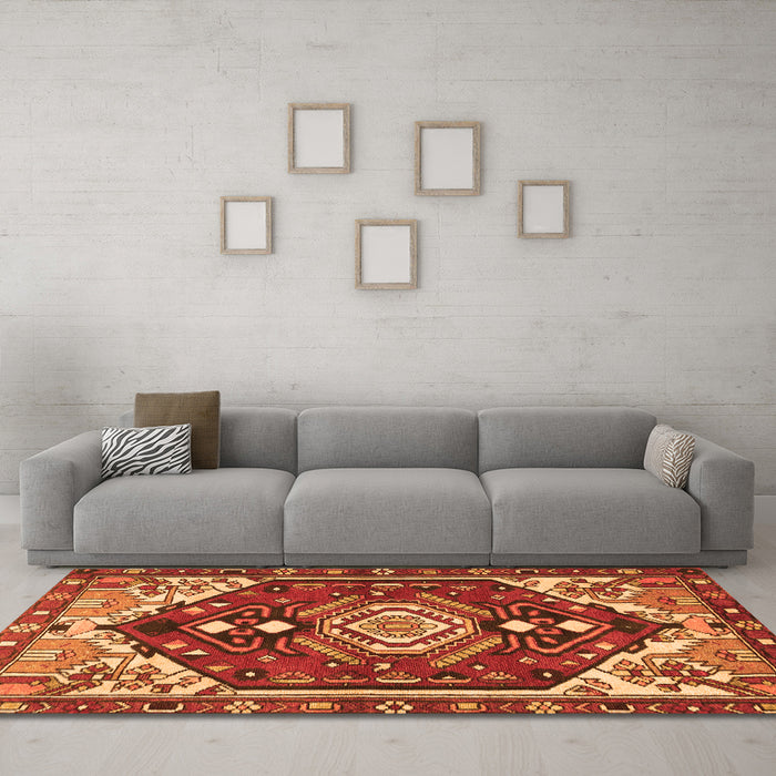Machine Washable Persian Orange Traditional Area Rugs in a Living Room, wshtr402org