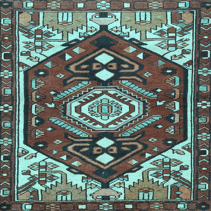 Square Machine Washable Persian Light Blue Traditional Rug, wshtr402lblu