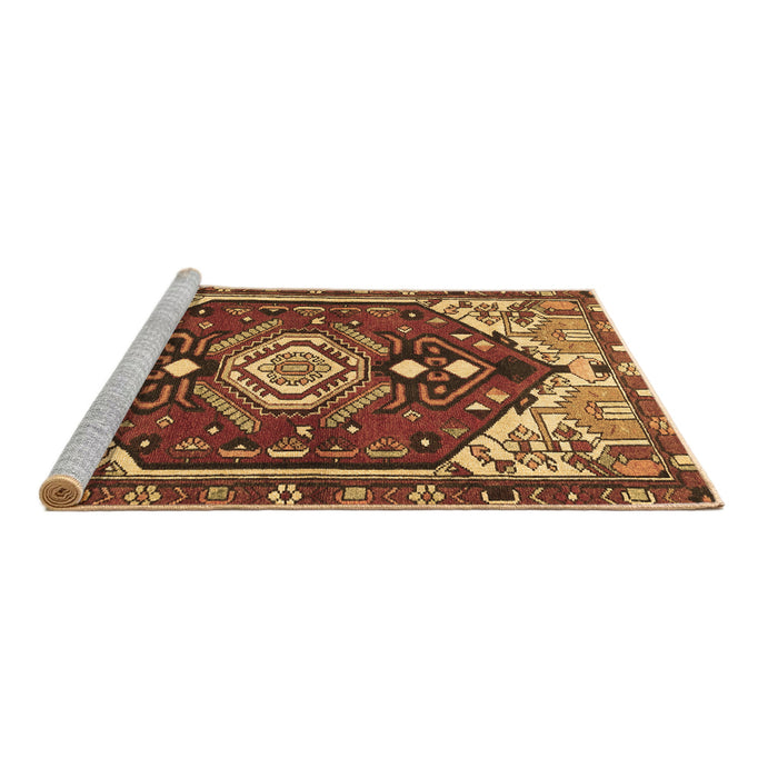 Sideview of Machine Washable Persian Brown Traditional Rug, wshtr402brn
