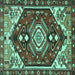 Square Persian Turquoise Traditional Rug, tr402turq