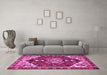 Machine Washable Persian Pink Traditional Rug in a Living Room, wshtr402pnk