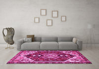 Machine Washable Persian Pink Traditional Rug, wshtr402pnk