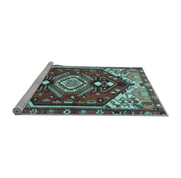 Sideview of Machine Washable Persian Light Blue Traditional Rug, wshtr402lblu