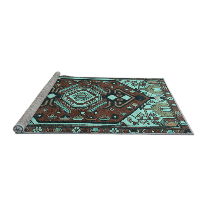 Sideview of Machine Washable Persian Light Blue Traditional Rug, wshtr402lblu