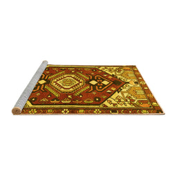 Sideview of Machine Washable Persian Yellow Traditional Rug, wshtr402yw