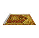 Sideview of Machine Washable Persian Yellow Traditional Rug, wshtr402yw