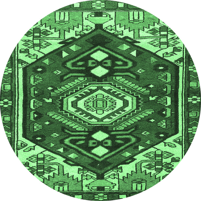 Round Machine Washable Persian Emerald Green Traditional Area Rugs, wshtr402emgrn