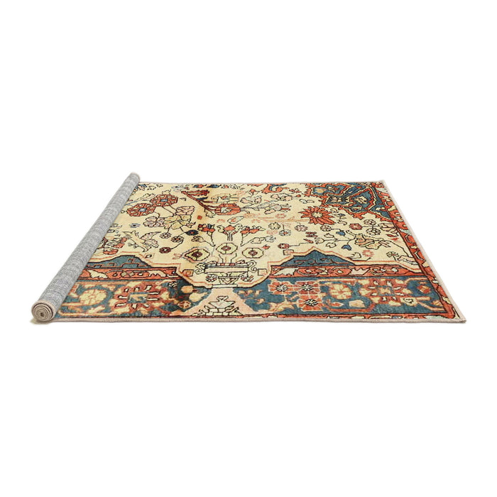 Sideview of Machine Washable Traditional Sienna Brown Rug, wshtr4030