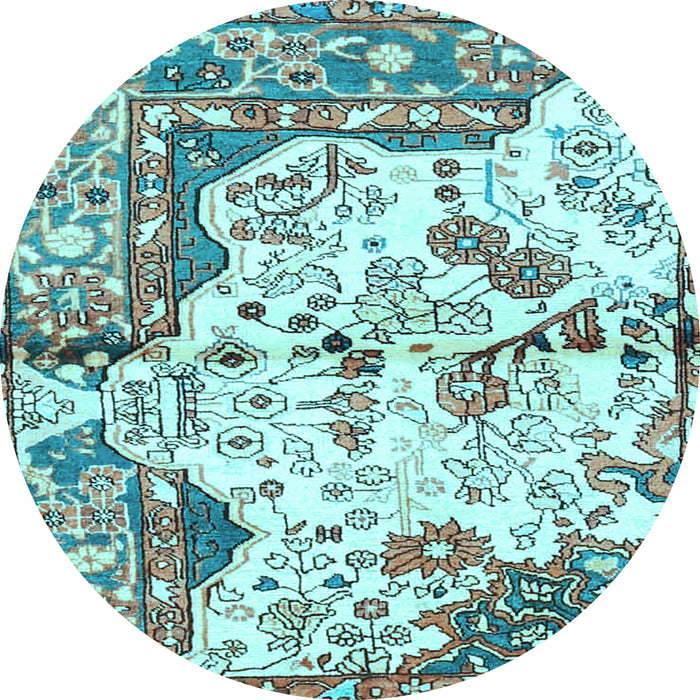 Round Machine Washable Persian Light Blue Traditional Rug, wshtr4030lblu