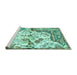 Sideview of Machine Washable Persian Turquoise Traditional Area Rugs, wshtr4030turq