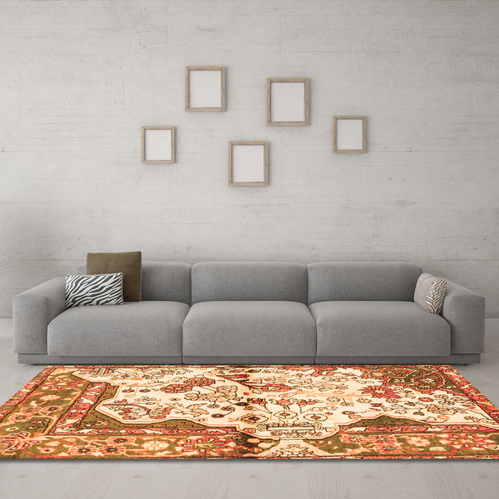 Machine Washable Persian Orange Traditional Area Rugs in a Living Room, wshtr4030org