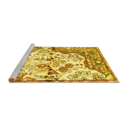 Sideview of Machine Washable Persian Yellow Traditional Rug, wshtr4030yw
