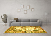 Machine Washable Persian Yellow Traditional Rug, wshtr4030yw