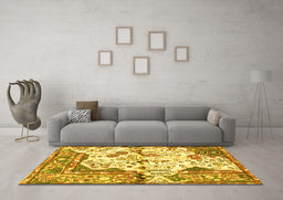 Machine Washable Persian Yellow Traditional Rug in a Living Room, wshtr4030yw