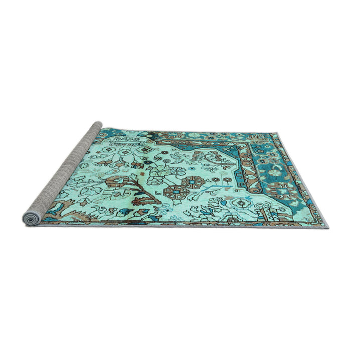 Sideview of Machine Washable Persian Light Blue Traditional Rug, wshtr4030lblu