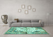 Machine Washable Persian Turquoise Traditional Area Rugs in a Living Room,, wshtr4030turq