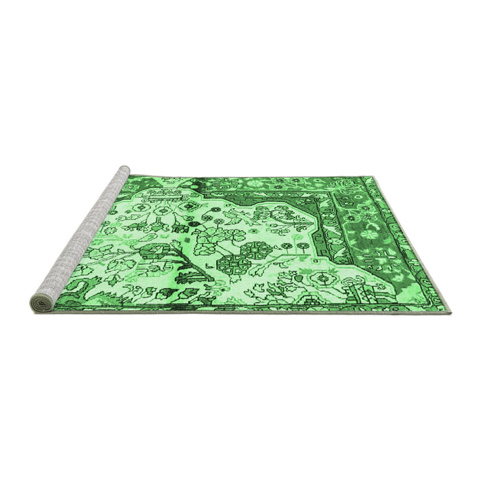 Sideview of Machine Washable Persian Emerald Green Traditional Area Rugs, wshtr4030emgrn
