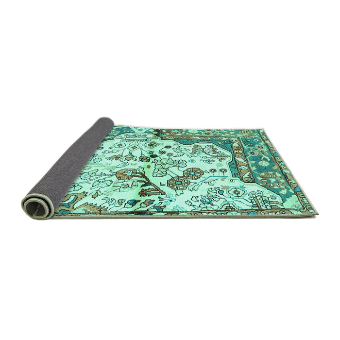 Sideview of Persian Turquoise Traditional Rug, tr4030turq