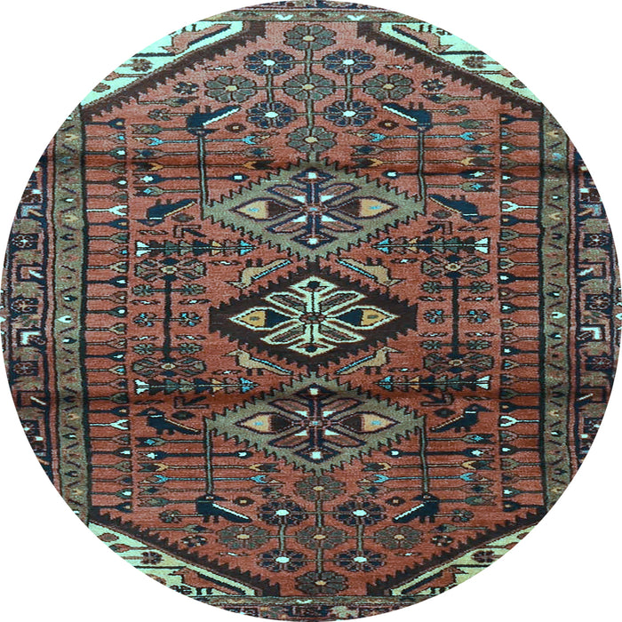 Round Machine Washable Persian Light Blue Traditional Rug, wshtr4031lblu