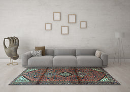 Machine Washable Persian Light Blue Traditional Rug in a Living Room, wshtr4031lblu