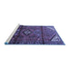 Sideview of Machine Washable Persian Blue Traditional Rug, wshtr4031blu