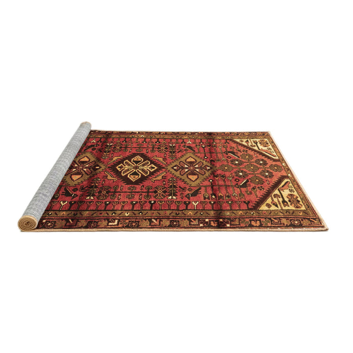 Sideview of Machine Washable Persian Brown Traditional Rug, wshtr4031brn