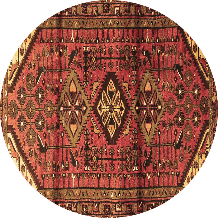 Round Machine Washable Persian Brown Traditional Rug, wshtr4031brn