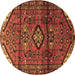 Round Machine Washable Persian Brown Traditional Rug, wshtr4031brn