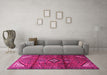 Machine Washable Persian Pink Traditional Rug in a Living Room, wshtr4031pnk