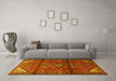 Machine Washable Persian Yellow Traditional Rug in a Living Room, wshtr4031yw