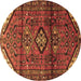 Round Persian Brown Traditional Rug, tr4031brn