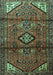 Machine Washable Persian Turquoise Traditional Area Rugs, wshtr4031turq