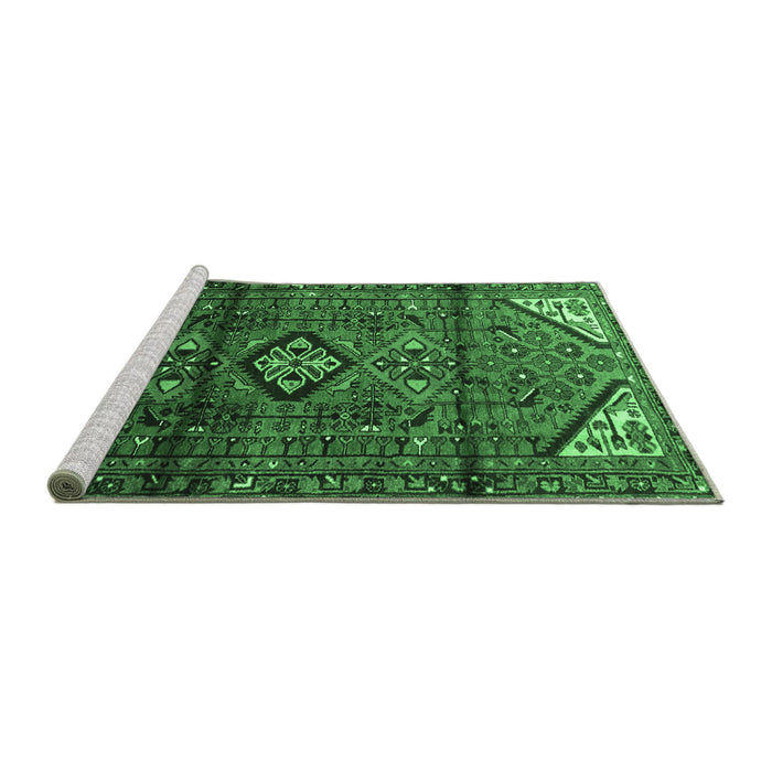 Sideview of Machine Washable Persian Emerald Green Traditional Area Rugs, wshtr4031emgrn