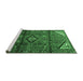 Sideview of Machine Washable Persian Emerald Green Traditional Area Rugs, wshtr4031emgrn