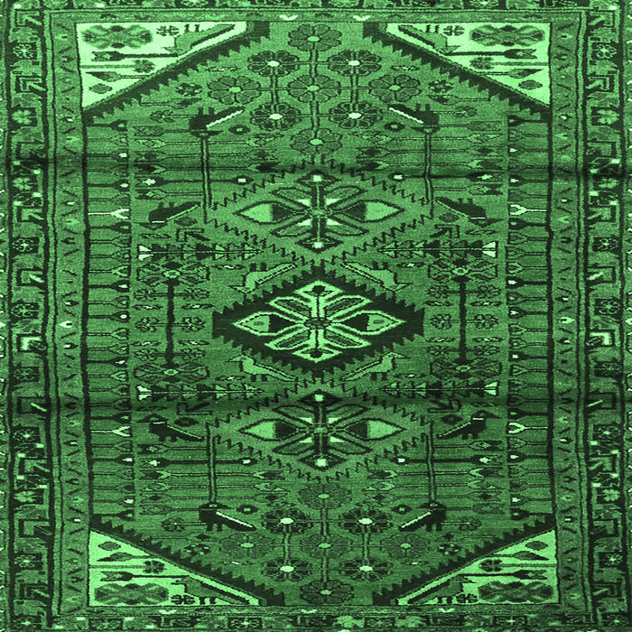 Square Machine Washable Persian Emerald Green Traditional Area Rugs, wshtr4031emgrn