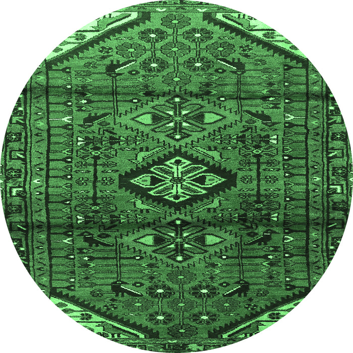 Round Persian Emerald Green Traditional Rug, tr4031emgrn