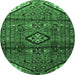 Round Persian Emerald Green Traditional Rug, tr4031emgrn