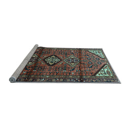 Sideview of Machine Washable Persian Light Blue Traditional Rug, wshtr4031lblu