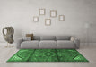 Machine Washable Persian Emerald Green Traditional Area Rugs in a Living Room,, wshtr4031emgrn