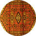 Round Persian Yellow Traditional Rug, tr4031yw