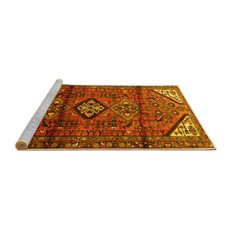 Sideview of Machine Washable Persian Yellow Traditional Rug, wshtr4031yw