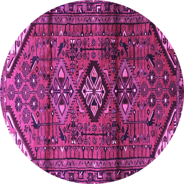 Round Machine Washable Persian Purple Traditional Area Rugs, wshtr4031pur