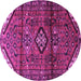 Round Machine Washable Persian Purple Traditional Area Rugs, wshtr4031pur