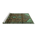 Sideview of Machine Washable Persian Turquoise Traditional Area Rugs, wshtr4031turq