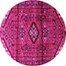 Round Machine Washable Persian Pink Traditional Rug, wshtr4031pnk