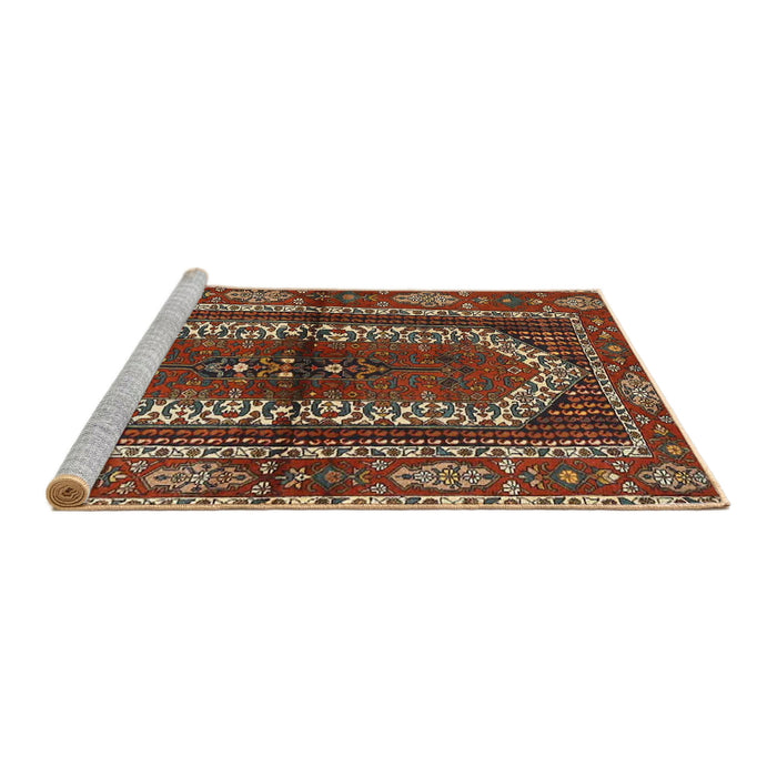 Sideview of Machine Washable Traditional Saffron Red Rug, wshtr4032