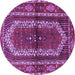 Round Machine Washable Persian Purple Traditional Area Rugs, wshtr4032pur