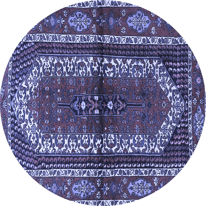 Round Machine Washable Persian Blue Traditional Rug, wshtr4032blu